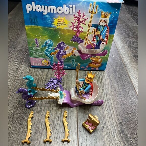 PLAYMOBIL 5885 King Neptune and Seahorse Chariot Underwater Mermaid Toy Set - Picture 5 of 9